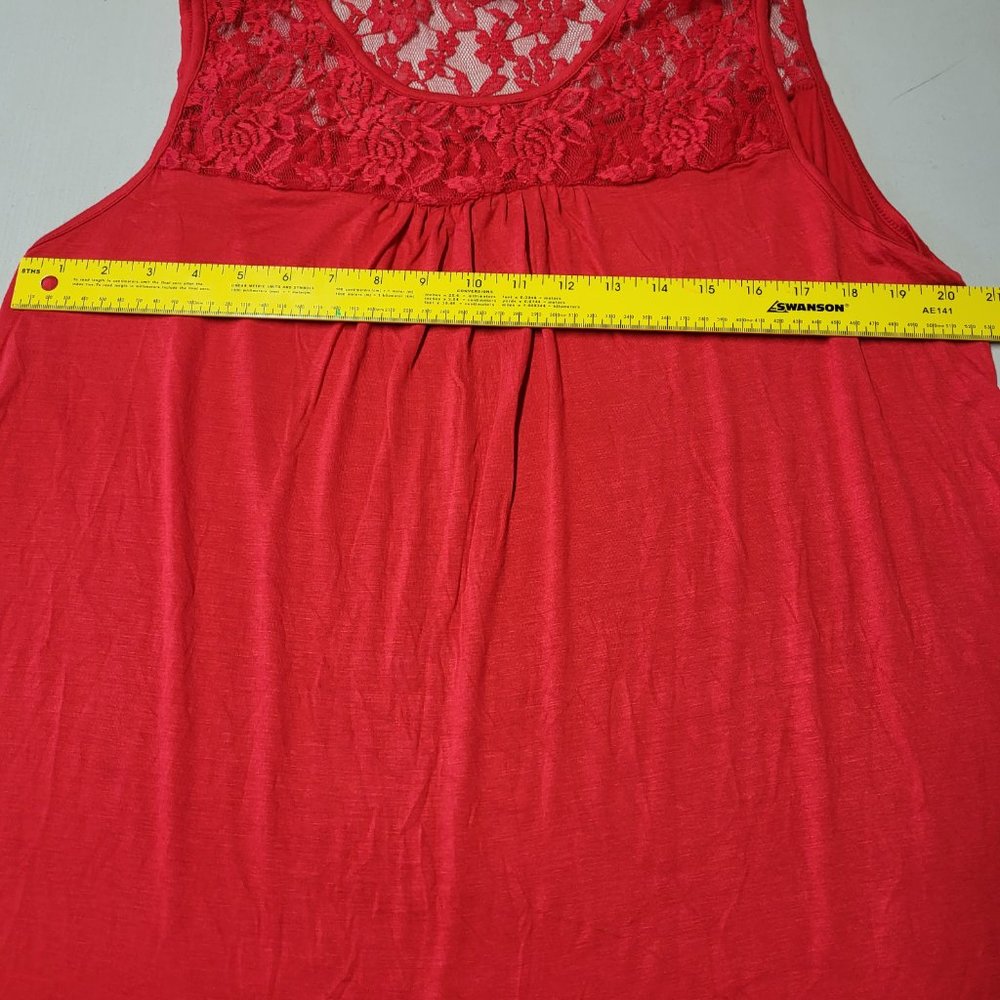 Stitch Wurks Los Angeles New Women's Size 1X Sleeveless Shirt Red Lace Comfy Top - Picture 6 of 7